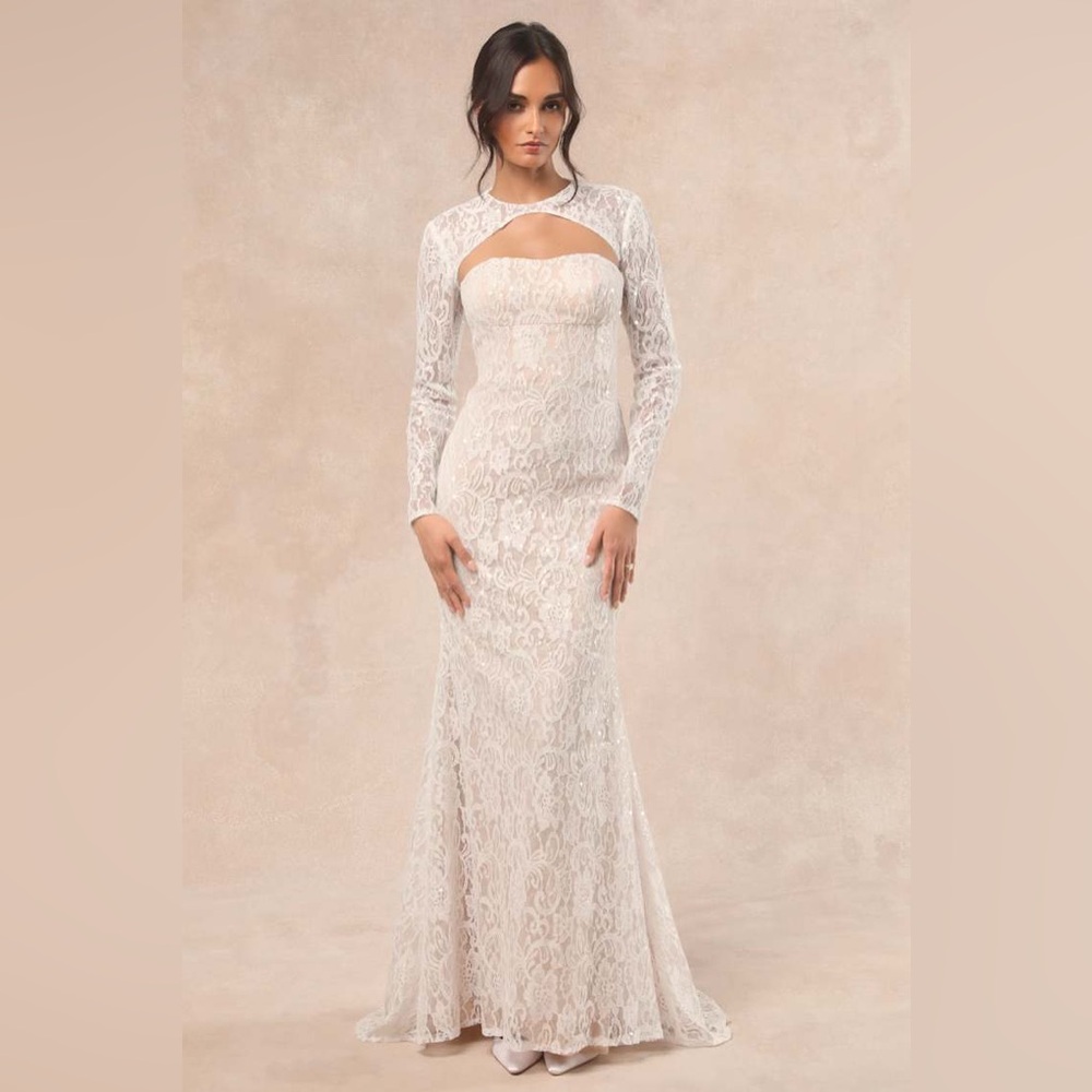 LULU’S NESKA LACE MAXI DRESS AND SHRUG SET